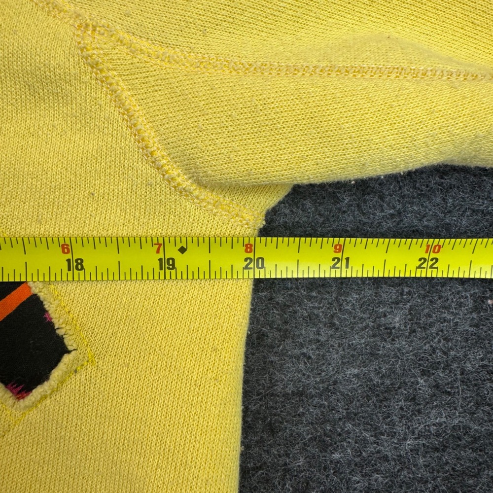 Vtg Discus Athletic Southwest Aztec Fringe Sweatshirt Medium Yellow 90s USA Boho - Picture 12 of 14